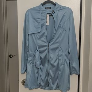 Baby Blue Front Zip Shirt Dress